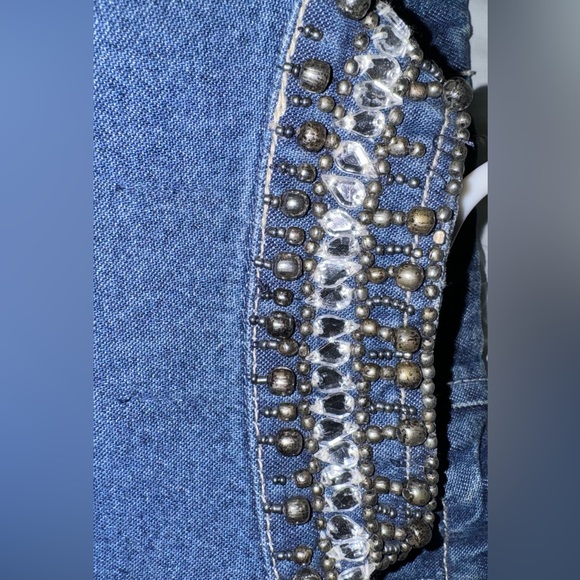 Vintage Denim military style jacket with embellished collar. - Picture 5 of 5